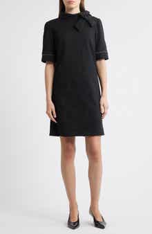 Julia Jordan Bow Neck Faux Pearl Trim Sheath Dress