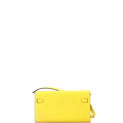 Pre-owned Hermes  Hermes Kelly To Go Wallet Evercolor In Green