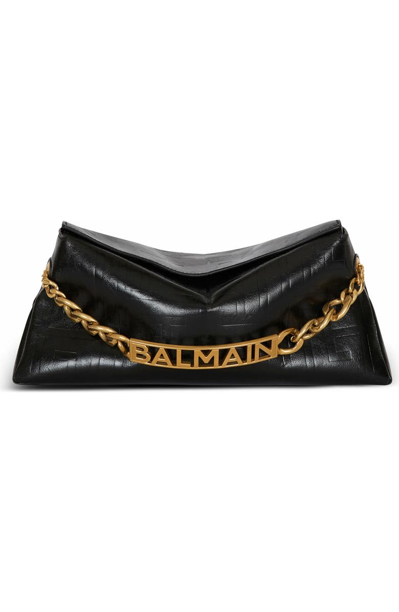 Balmain 1945 Soft Clutch In Crinkled Calfskin Leather, Main, color,