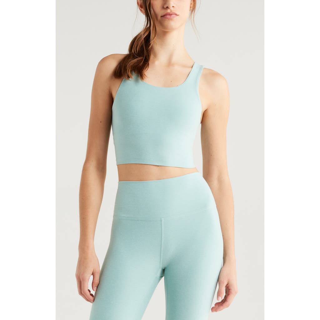 Zella Renew Mélange Support Crop Tank In Green