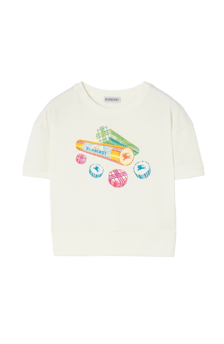 Burberry Crystal Candy Rock Cotton T-shirt, Main, color, Chalk White
