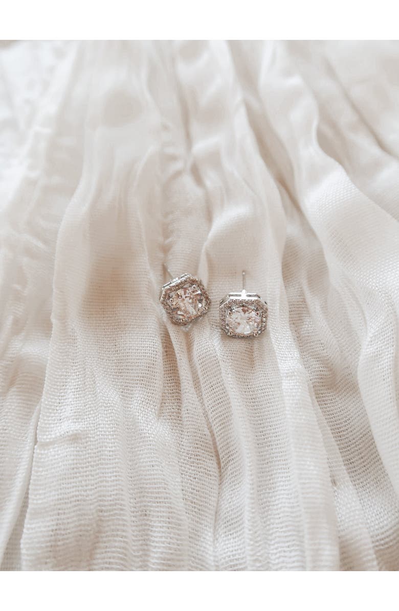 Untamed Petals Adriana Crystal Stud Earrings, Alternate, color, Silver