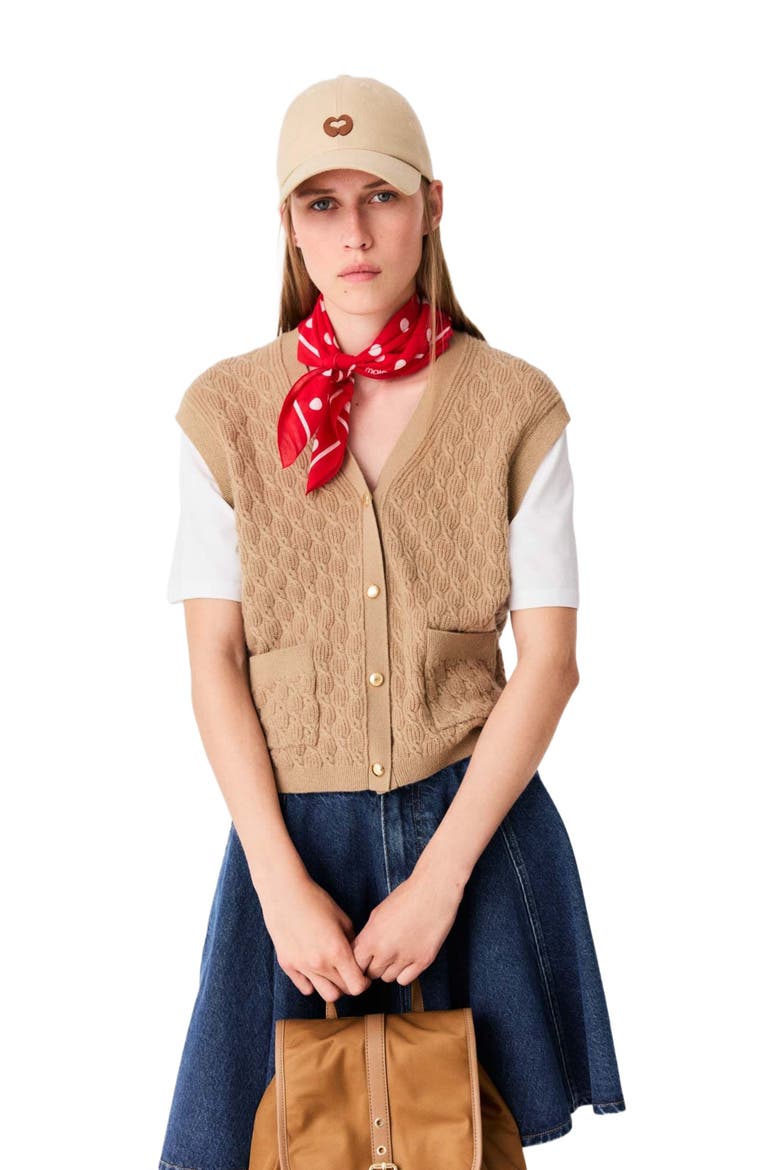 2-in-1 effect cardigan, Alternate, color, Camel