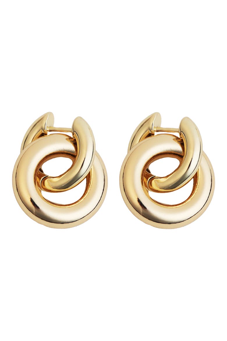 Link Drop Huggie Hoop Earrings, Main, color, GOLD
