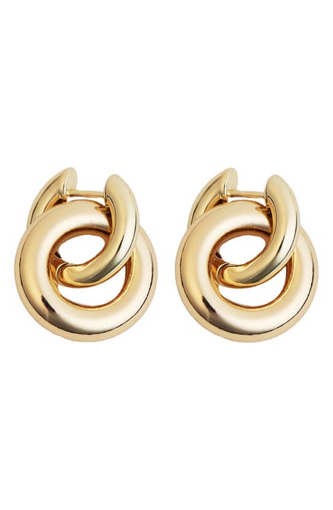 Link Drop Huggie Hoop Earrings