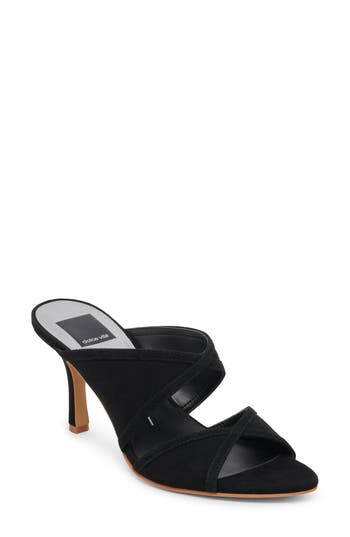 Dolce Vita Mandel Double Strap Sandal In Onyx Suede