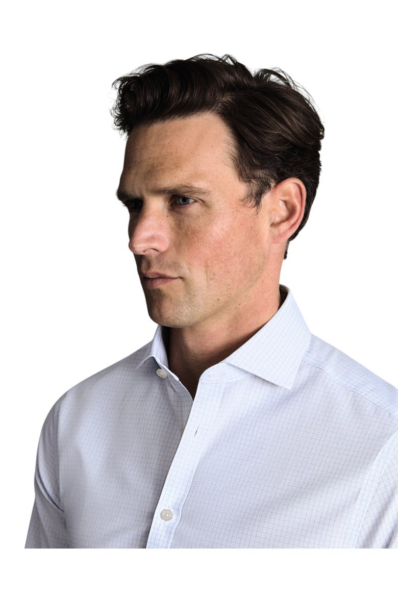 Non-Iron Stretch Poplin Check Shirt, Alternate, color, Cornflower Blue
