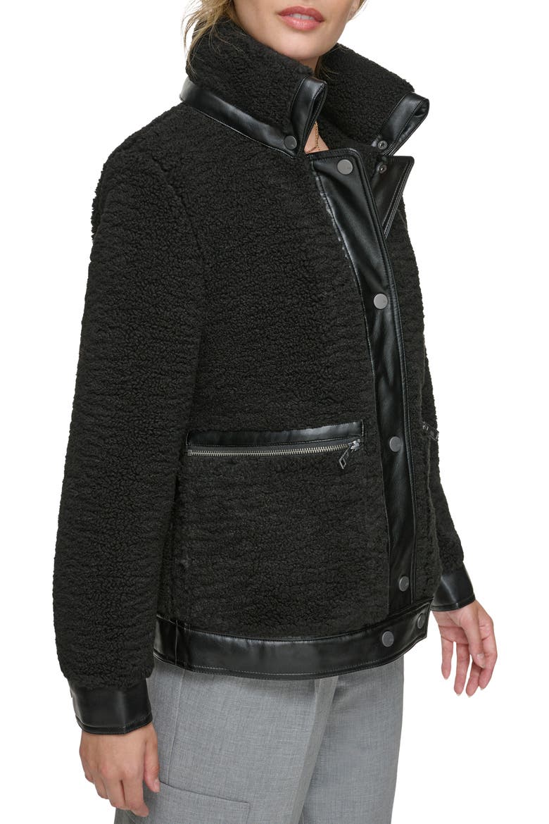 Zepita Faux Shearling Bomber Jacket, Alternate, color, BLACK