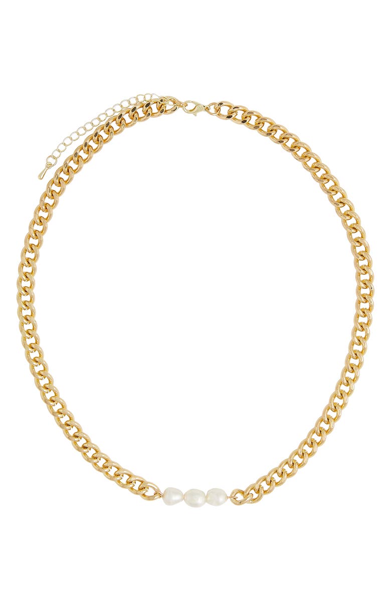 Petit Moments Lucille Freshwater Pearl Curb Chain Necklace, Main, color,
