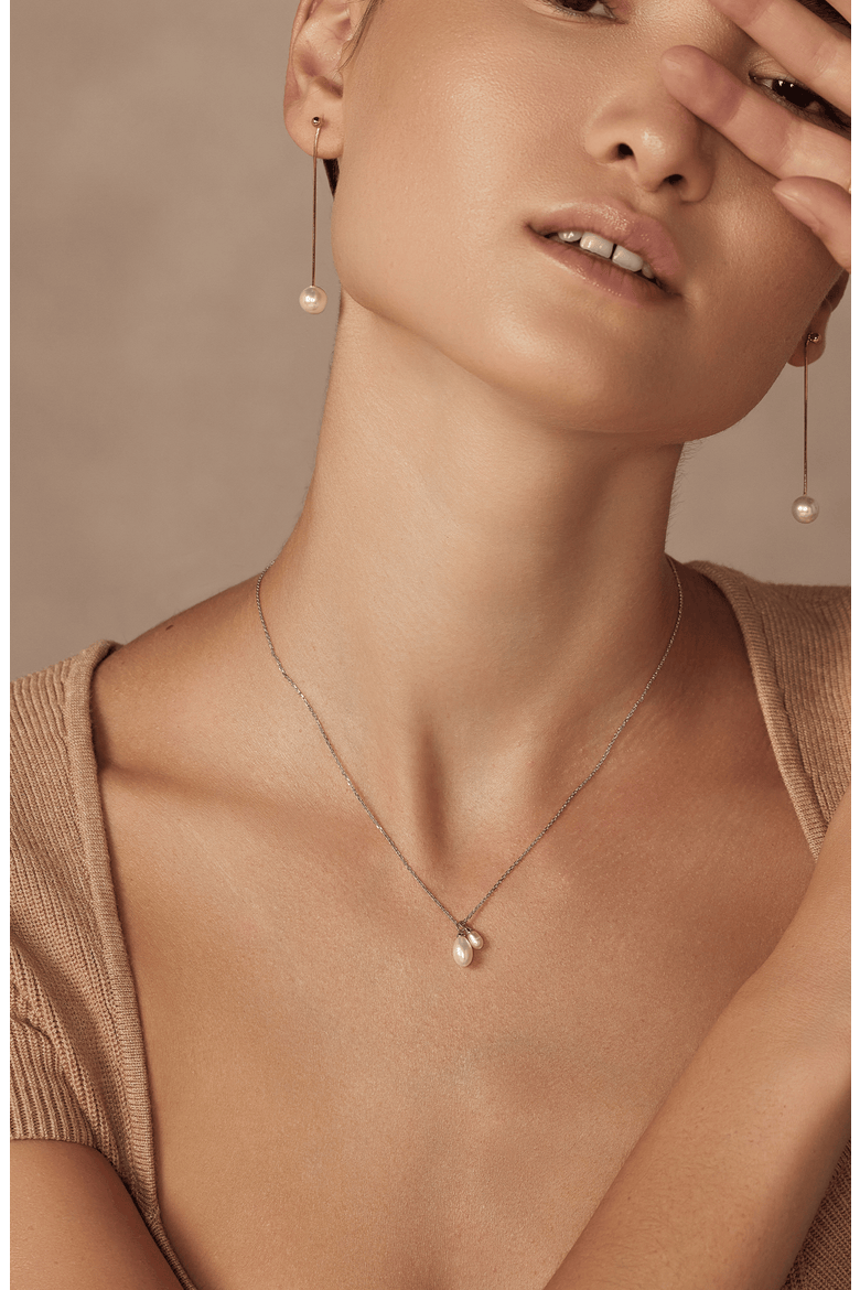 Sterling Silver 18k Gold Plated Maisie Pearl Necklace Delicate Gift, Alternate, color, Silver