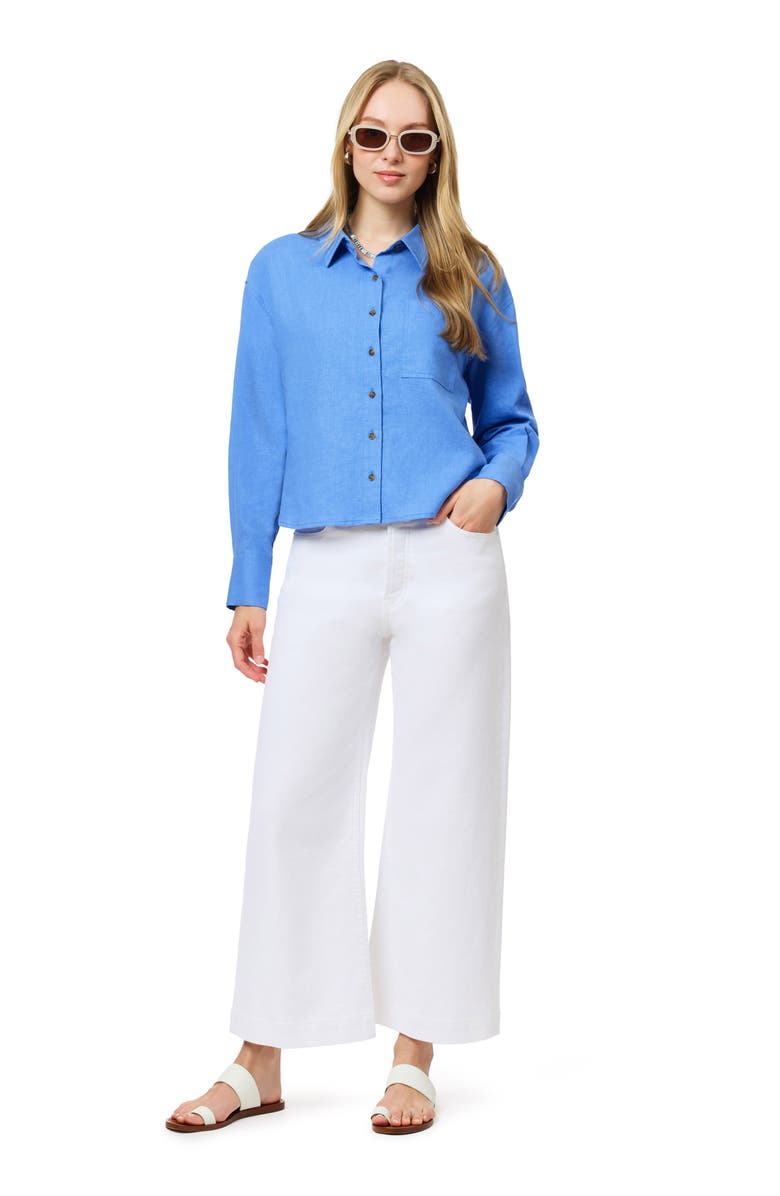Scotch & Soda Linen Blend Crop Button-Up Shirt, Alternate, color,