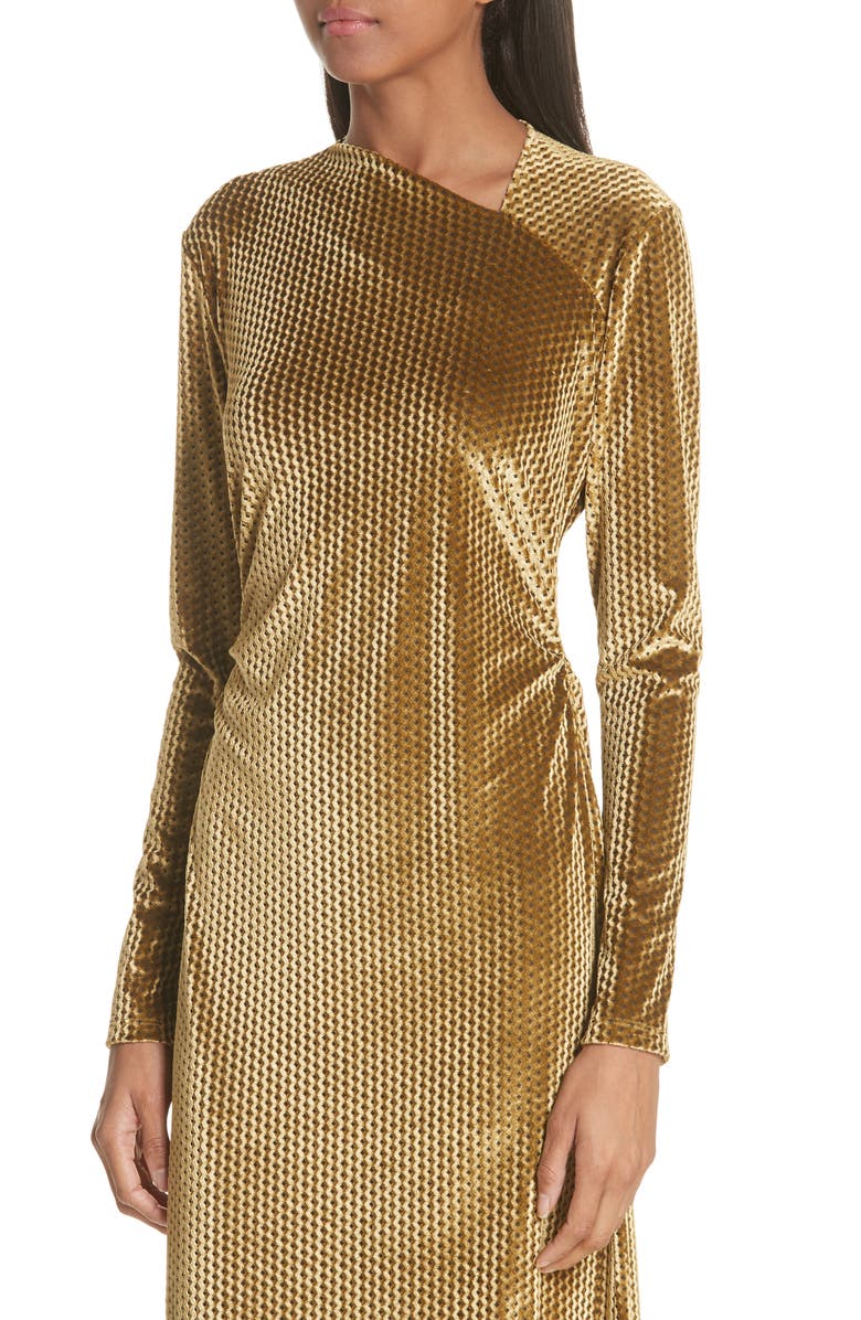 Rachel Comey Ruched Velvet Jacquard Midi Dress, Alternate, color, 