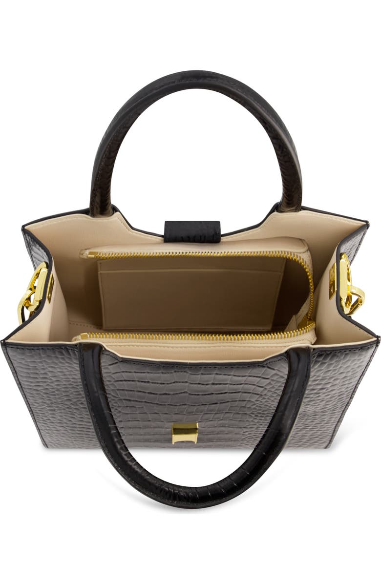 Mac Duggal Crocodile Leather Buckle Detail Medium Tote Bag, Alternate, color, Black