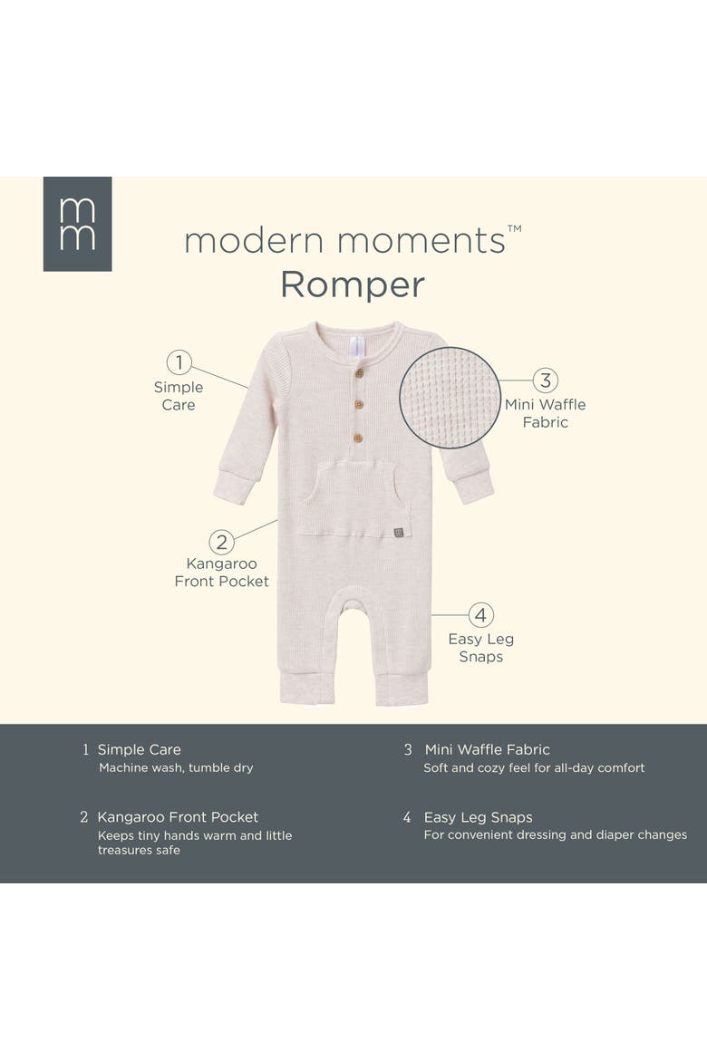 Waffle Knit Romper with Kangaroo Pocket, Alternate, color, Oatmeal