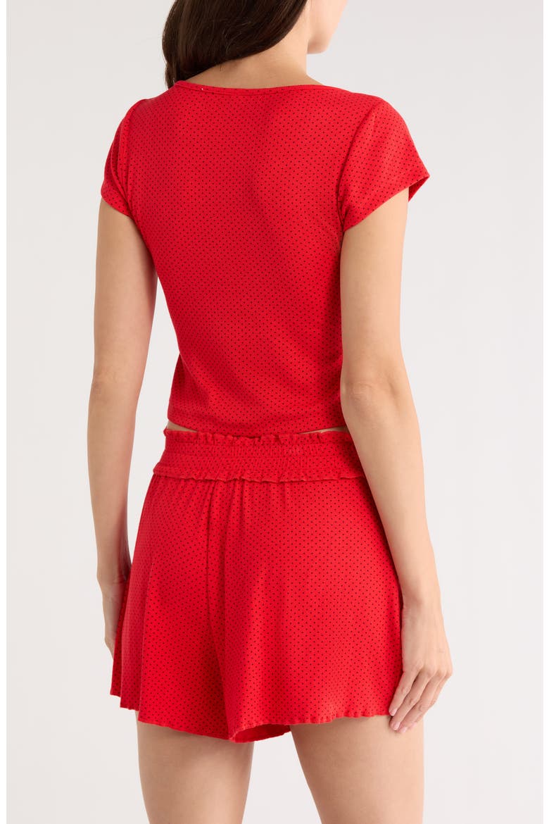 Print Short Sleeve Pajama Top, Alternate, color, SCARLETT DOT