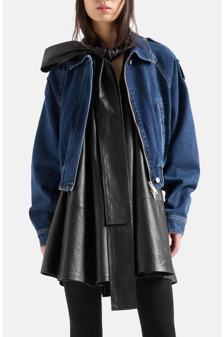 Aviator Cropped Denim Jacket, Main, color, RADAR