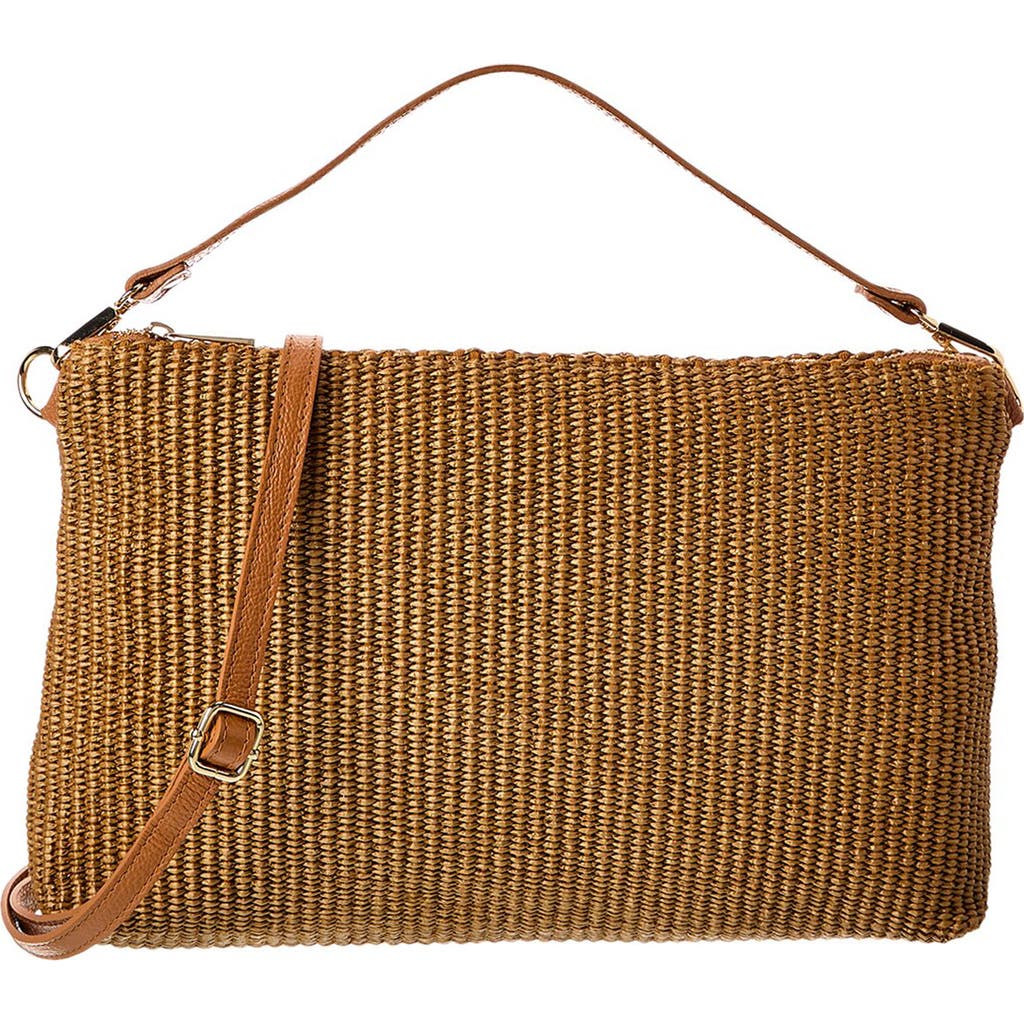 Persaman New York Straw Shoulder Bag In Brown