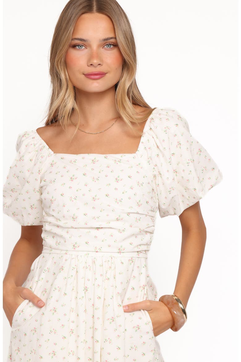 Clo Puff Sleeve Midi Dress, Alternate, color, WHITE BETTY