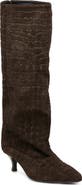 Dolce Vita Roxla Croc Embossed Leather Knee High Boot