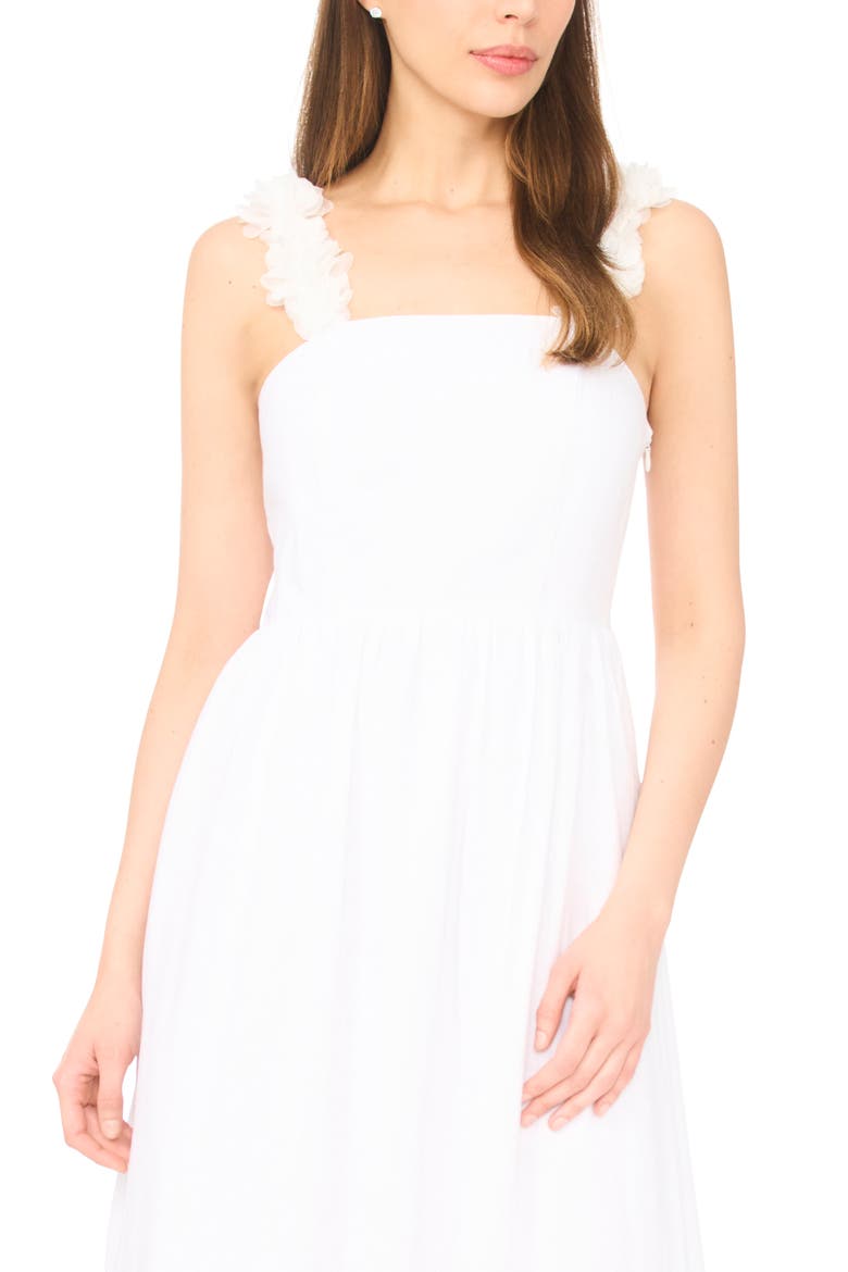 Floral Strap Midi Dress, Alternate, color, ULTRA WHITE