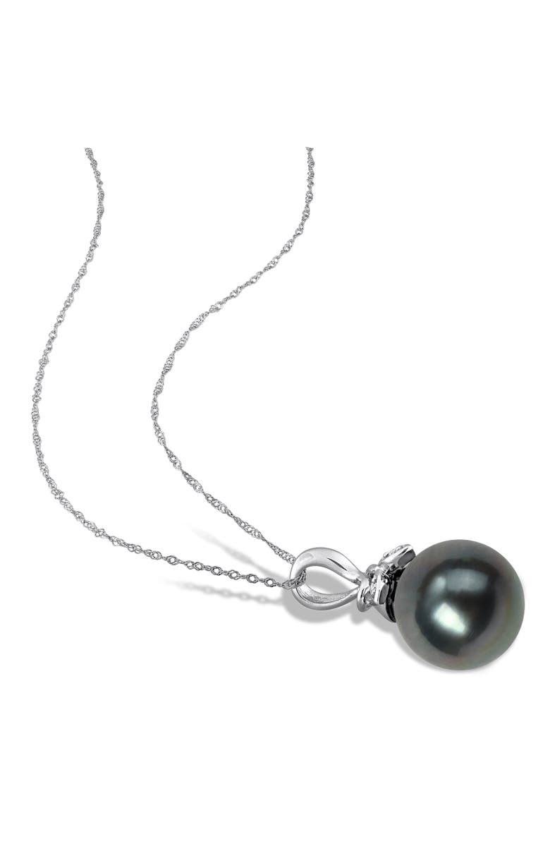 Julianna B. Tahitian Pearl & Diamond Cluster Leaf Necklace 10k, Alternate, color, Pearl
