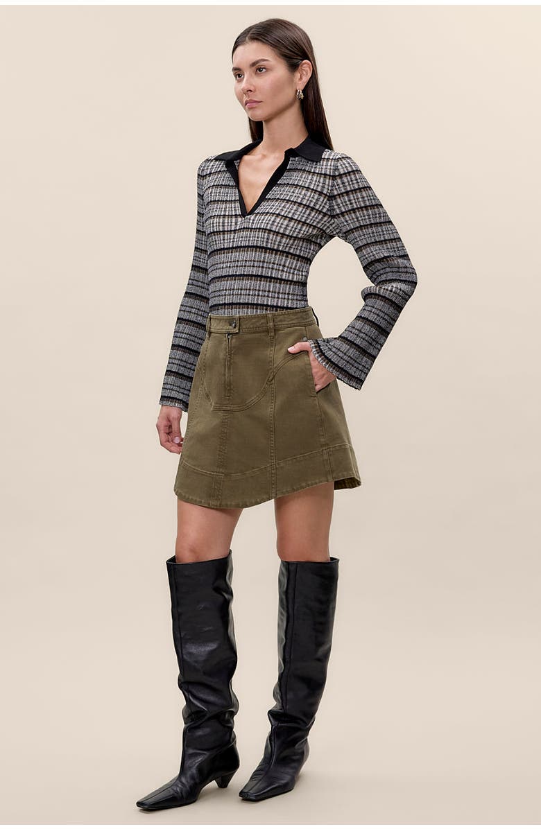 Rebecca Taylor Carmen Garment Dyed Skirt, Alternate, color, Olive