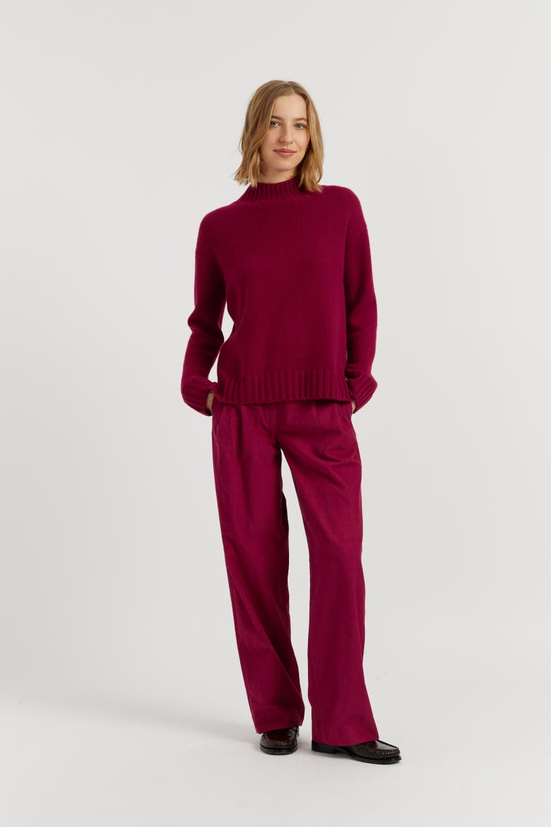 Pure Cashmere Funnel Neck Sweater, Alternate, color, Cherry
