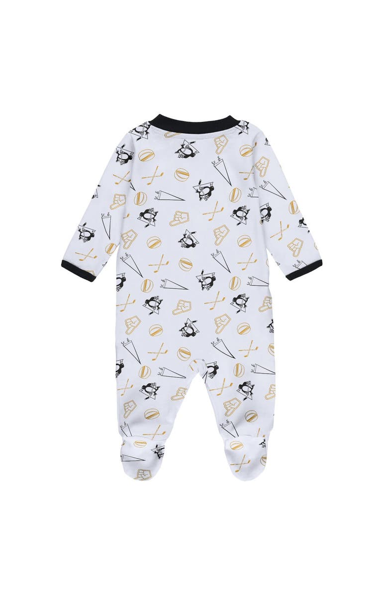WEAR by Erin Andrews Newborn & Infant WEAR by Erin Andrews White Pittsburgh Penguins Sleep & Play Full-Zip Footed Jumper with Bib, Alternate, color, 