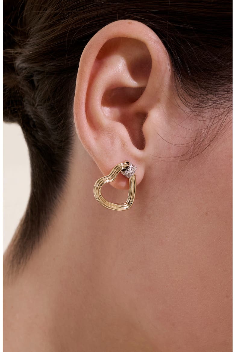 Bamboo Collection Heart Stud Earrings, Alternate, color, GOLD