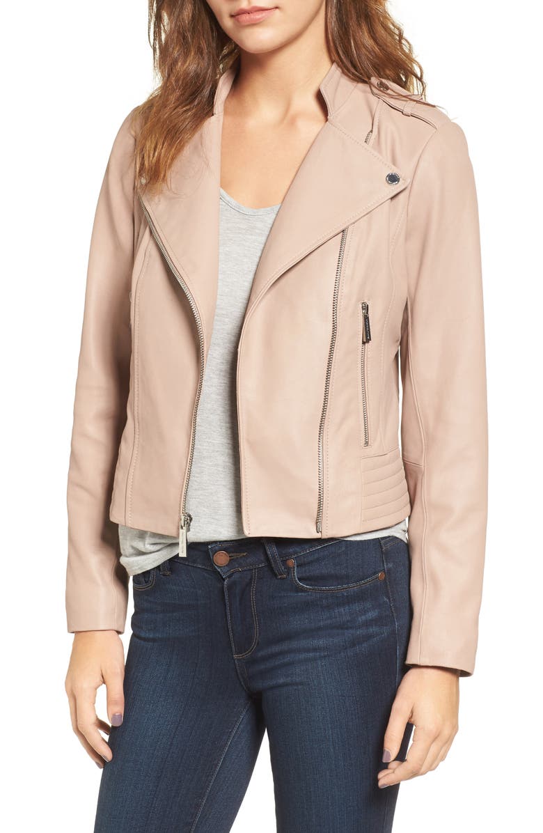 MICHAEL Michael Kors Leather Moto Jacket, Main, color,