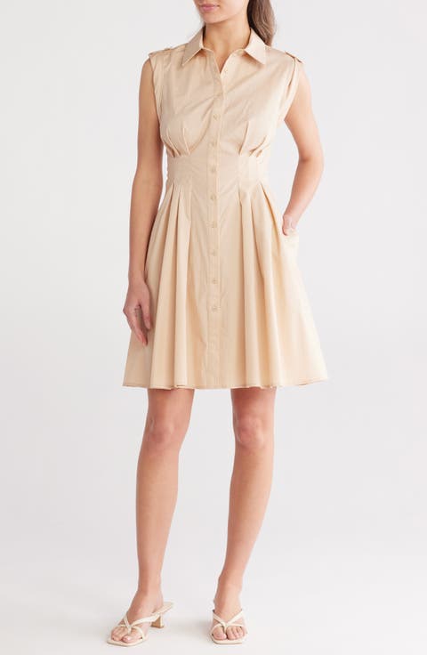 Cap Sleeve Fit & Flare Shirtdress