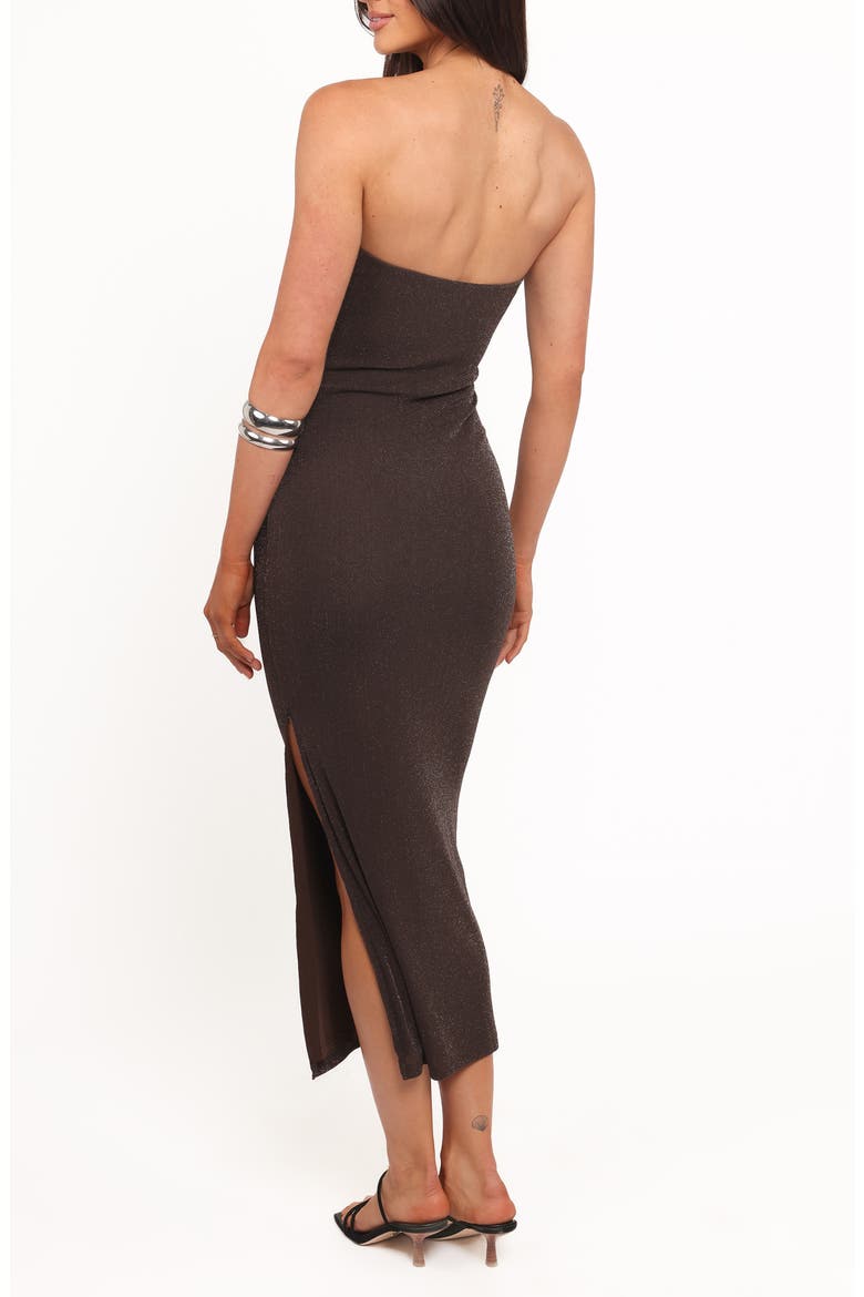 Tamrin Metallic Strapless Dress, Alternate, color, CHOCOLATE