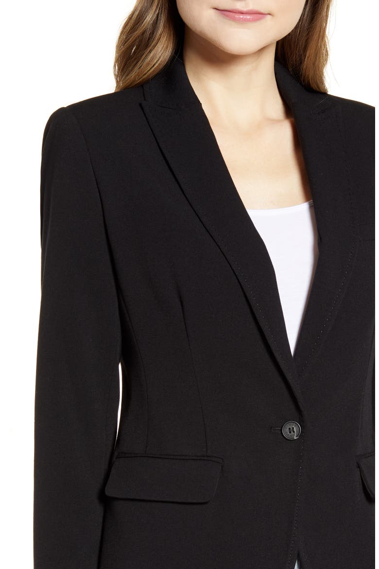 Nina Classic Notched Collar Blazer, Alternate, color, RICH BLACK