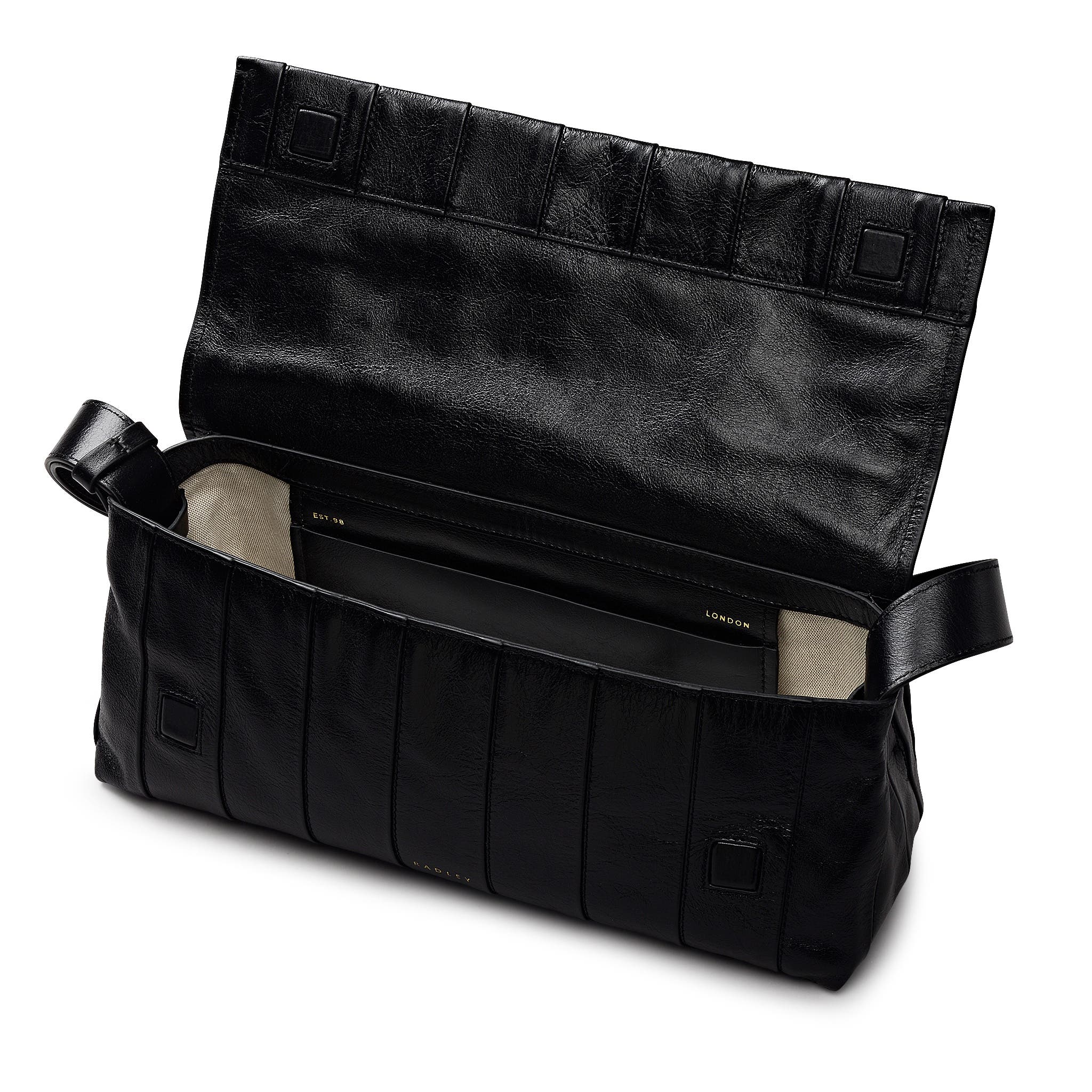 Radley The Annabel - Stripe Medium Flapover Shoulder Bag, Alternate, color, Black