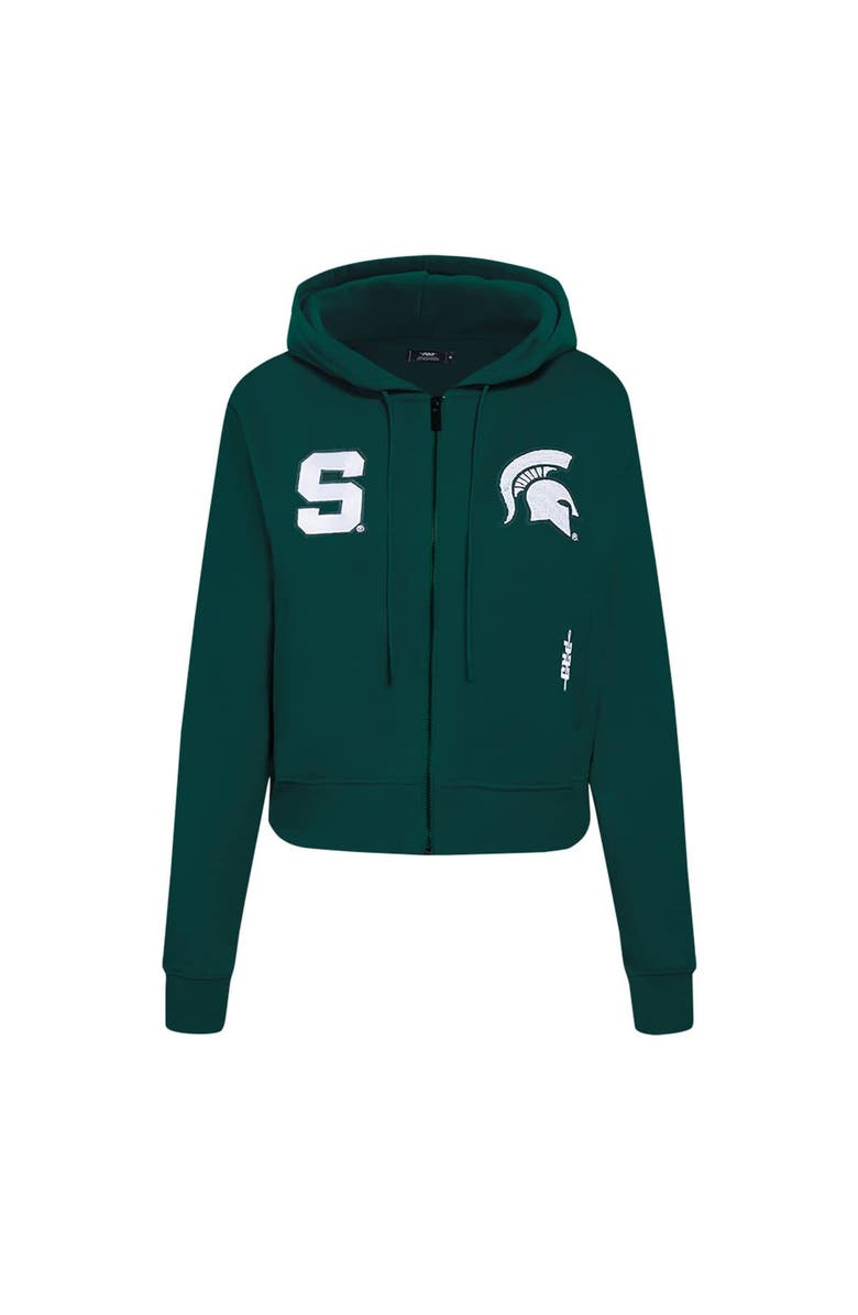 PRO STANDARD Women's Pro Standard Green Michigan State Spartans Game Day Sequin Full-Zip Hooded Jacket, Alternate, color, 