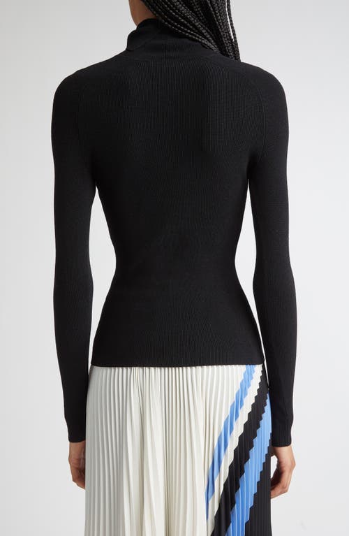 Proenza Schouler Fox Longline Logo Rib Turtleneck Top In Black