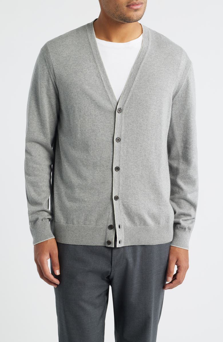 Jack Victor Charleston Cotton & Cashmere Cardigan, Alternate, color, Grey