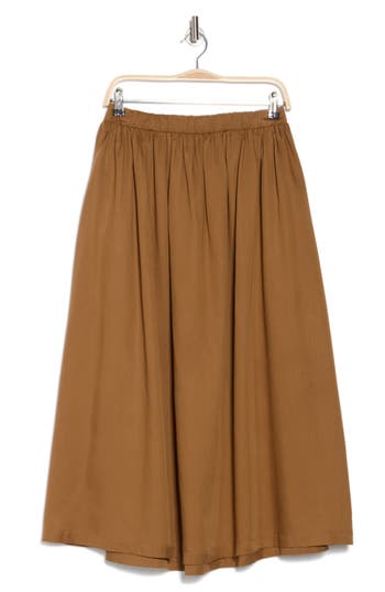 Renee C Flared A-line Midi Skirt In Rust