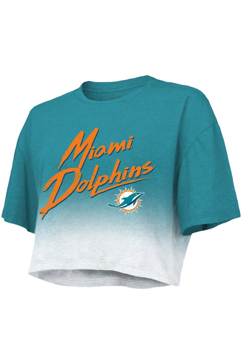 Women's Majestic Threads Tua Tagovailoa Aqua/White Miami Dolphins Dip-Dye Player Name & Number Crop Top, Alternate, color, Aqua