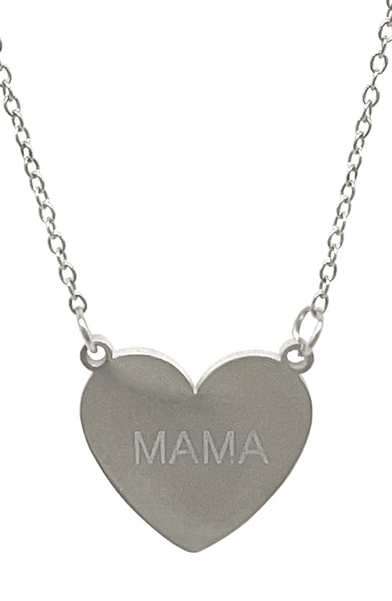 Adornia Water Resistant Mama Heart Necklace, Main, color, Silver