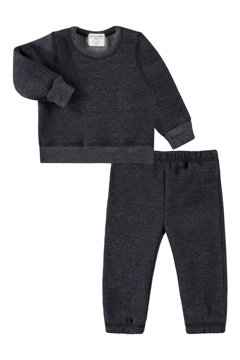 Fleece Lounge Sweatshirt & Joggers Set, Main, color, BLACK