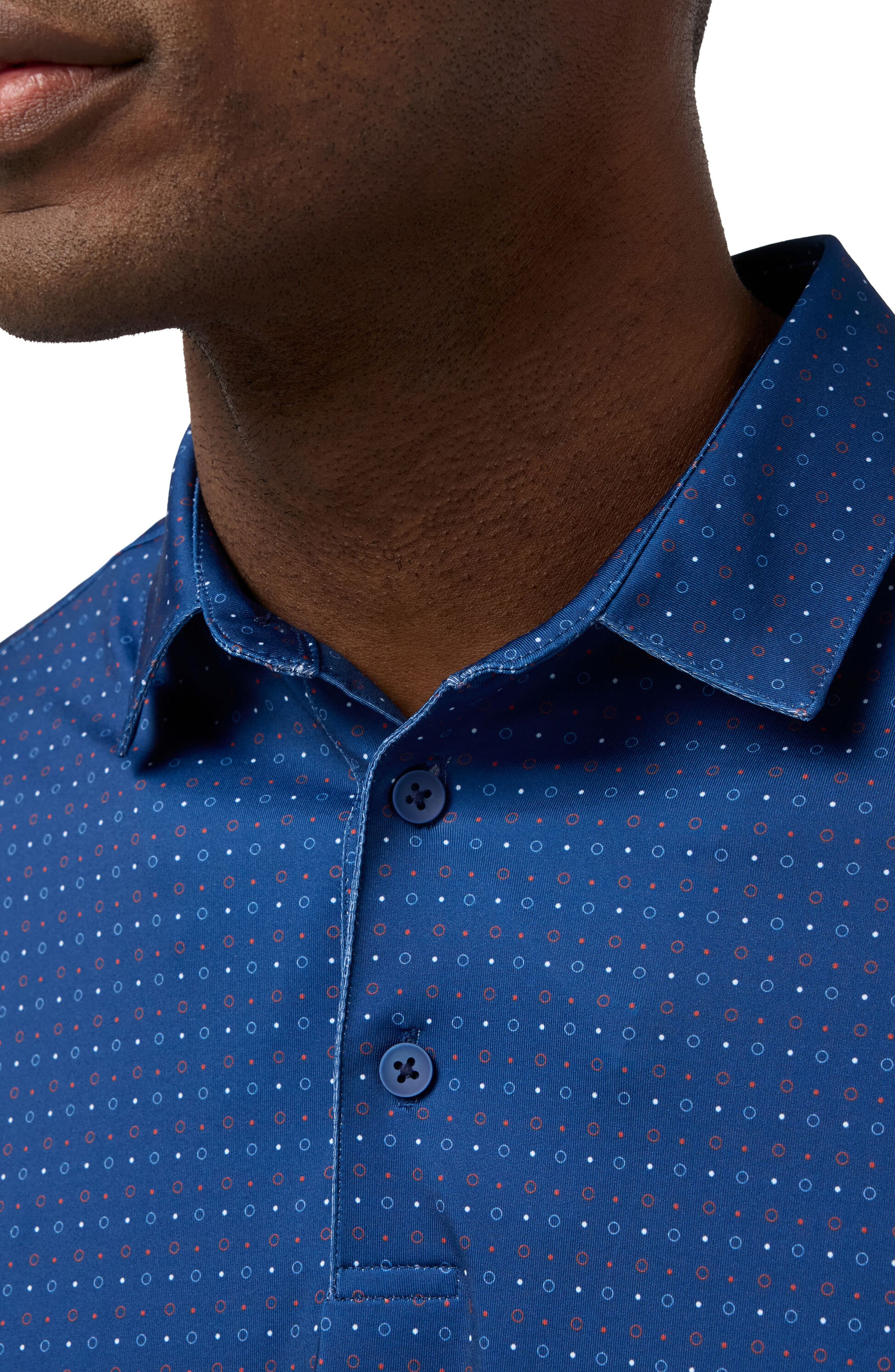 Versa Trim Fit Navy Open Dot Stripe Polo - image 2