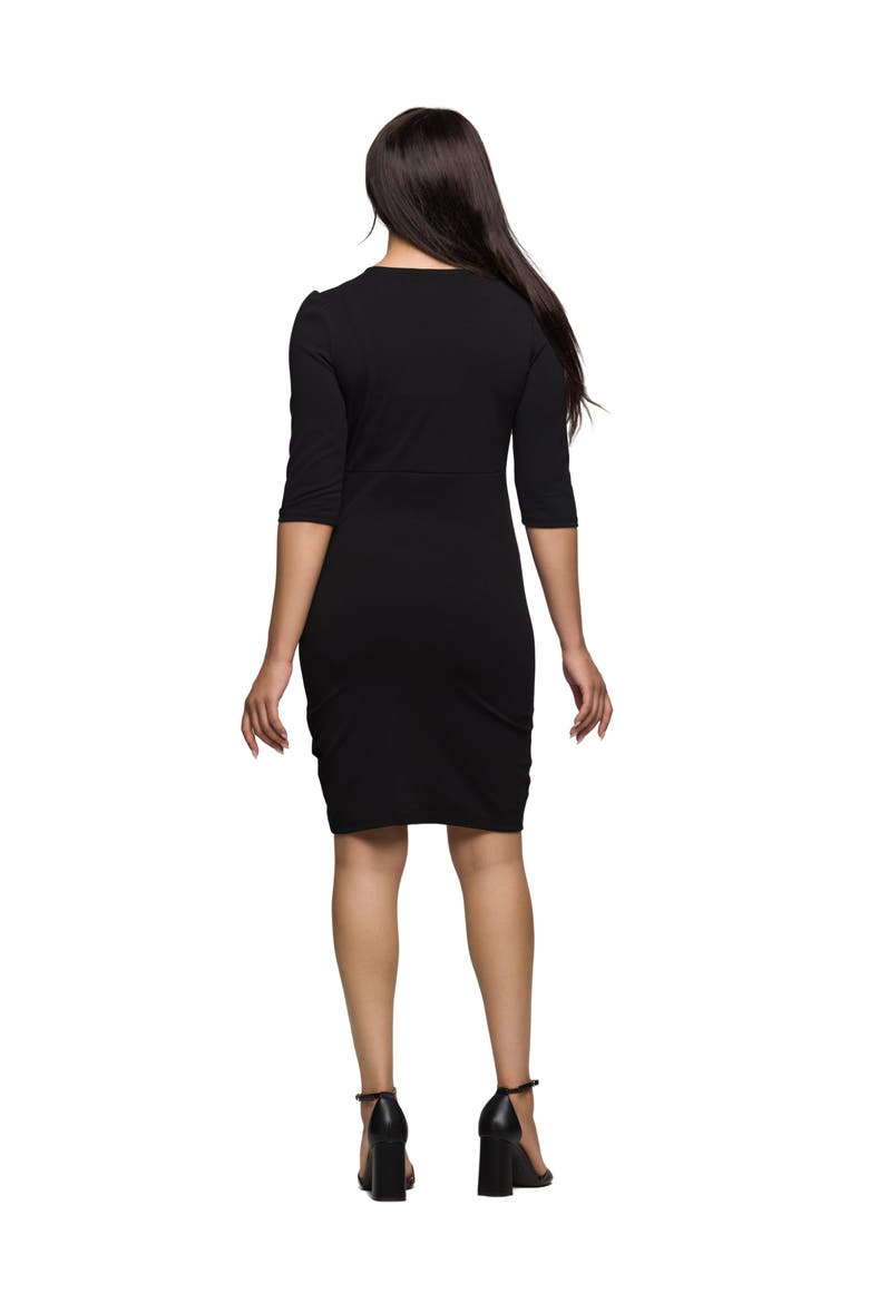 V-neck Faux Wrap Dress, Alternate, color, Black