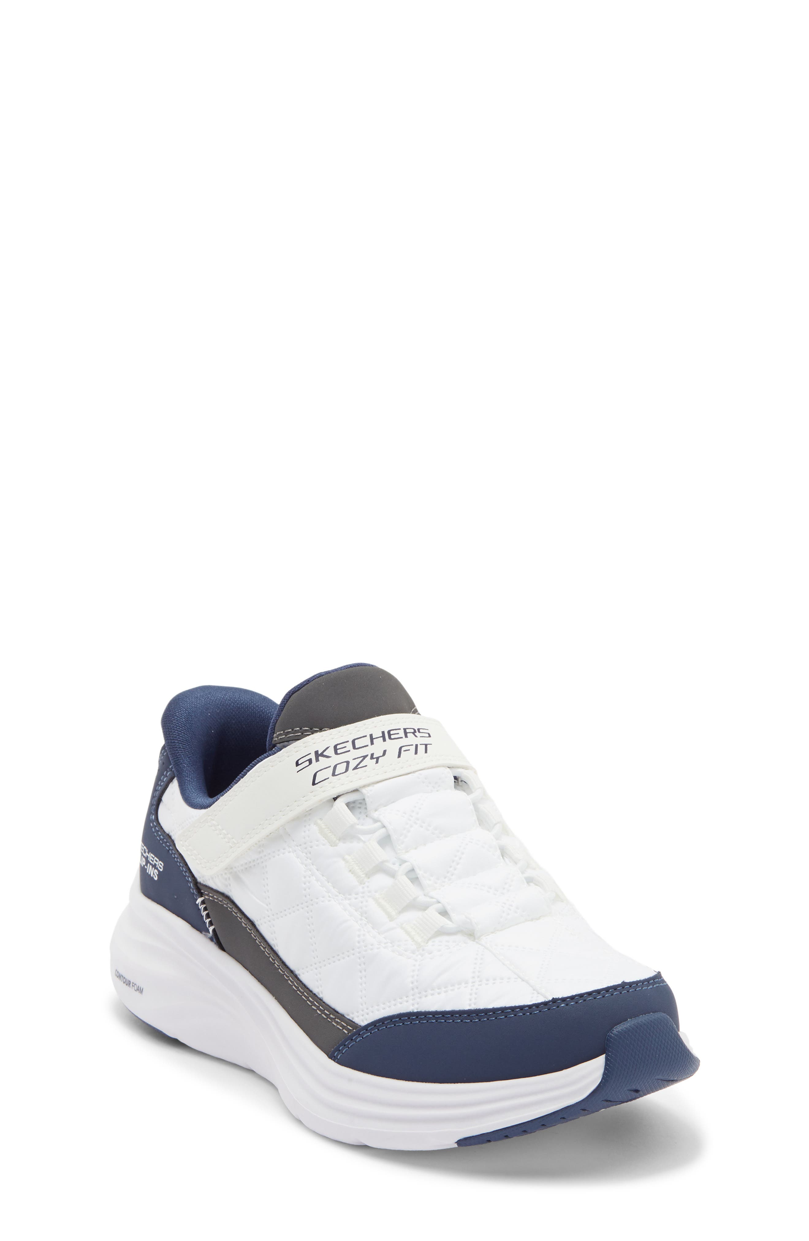 SKECHERS Kids' Contour Foam Sneaker, Main, color, White/ Navy