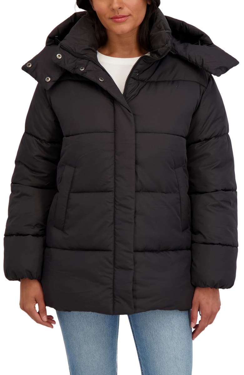 Sebby Water Resistant Puffer Jacket, Main, color, Black