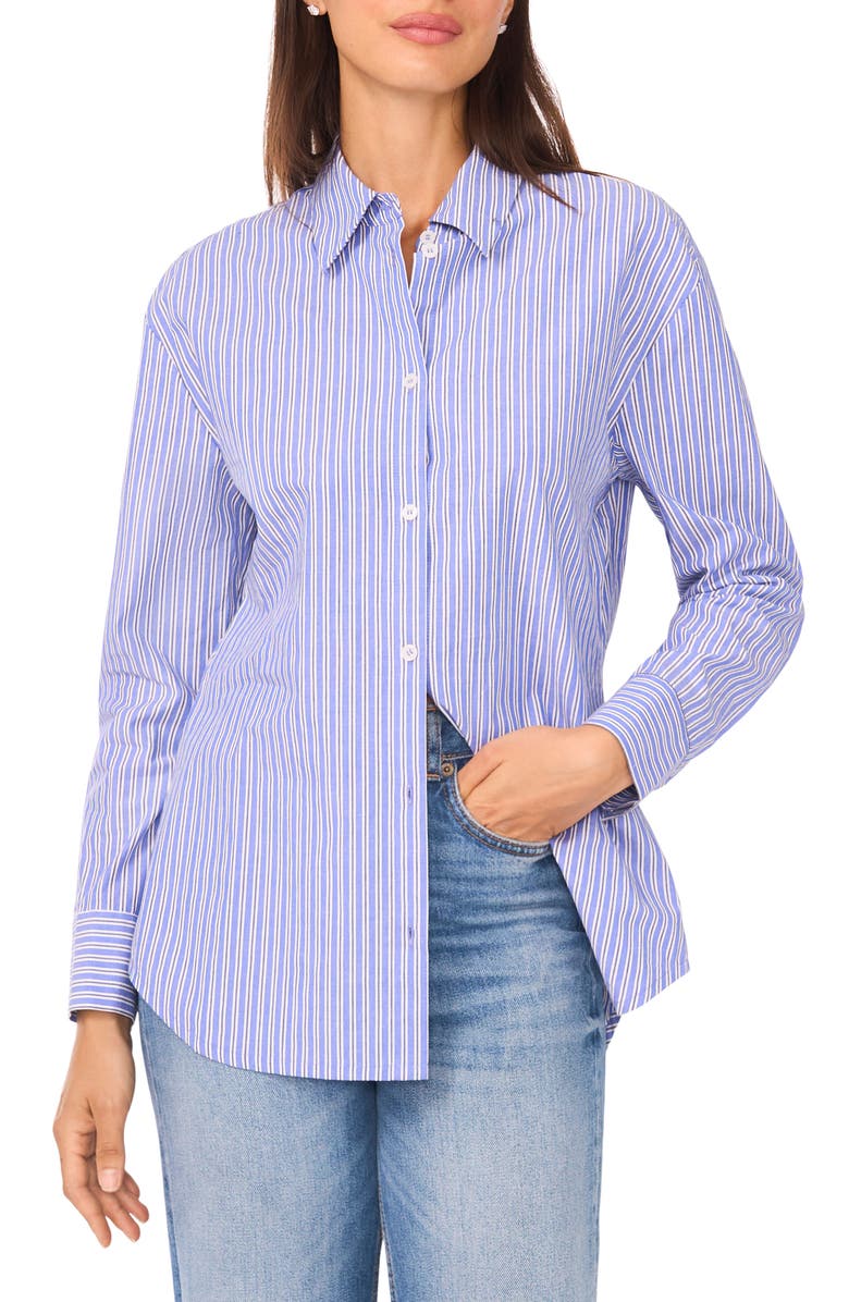 Halogen<sup>®</sup> Stripe Poplin Button-Up Shirt, Main, color, Wedgewood