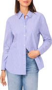 Halogen® Stripe Poplin Button-Up Shirt