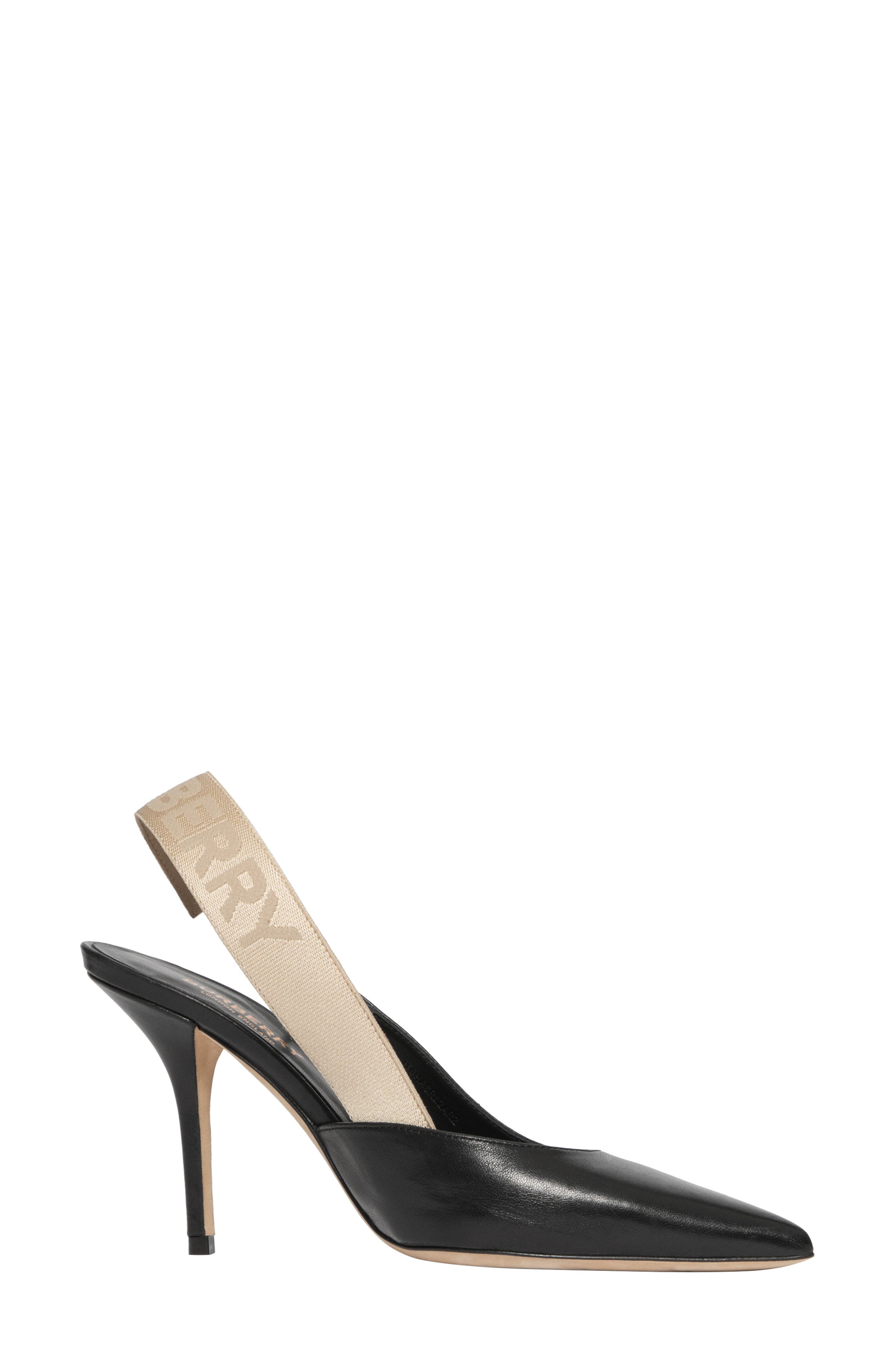 Burberry Maria Logo Slingback Pointy Toe Pump, Alternate, color, 