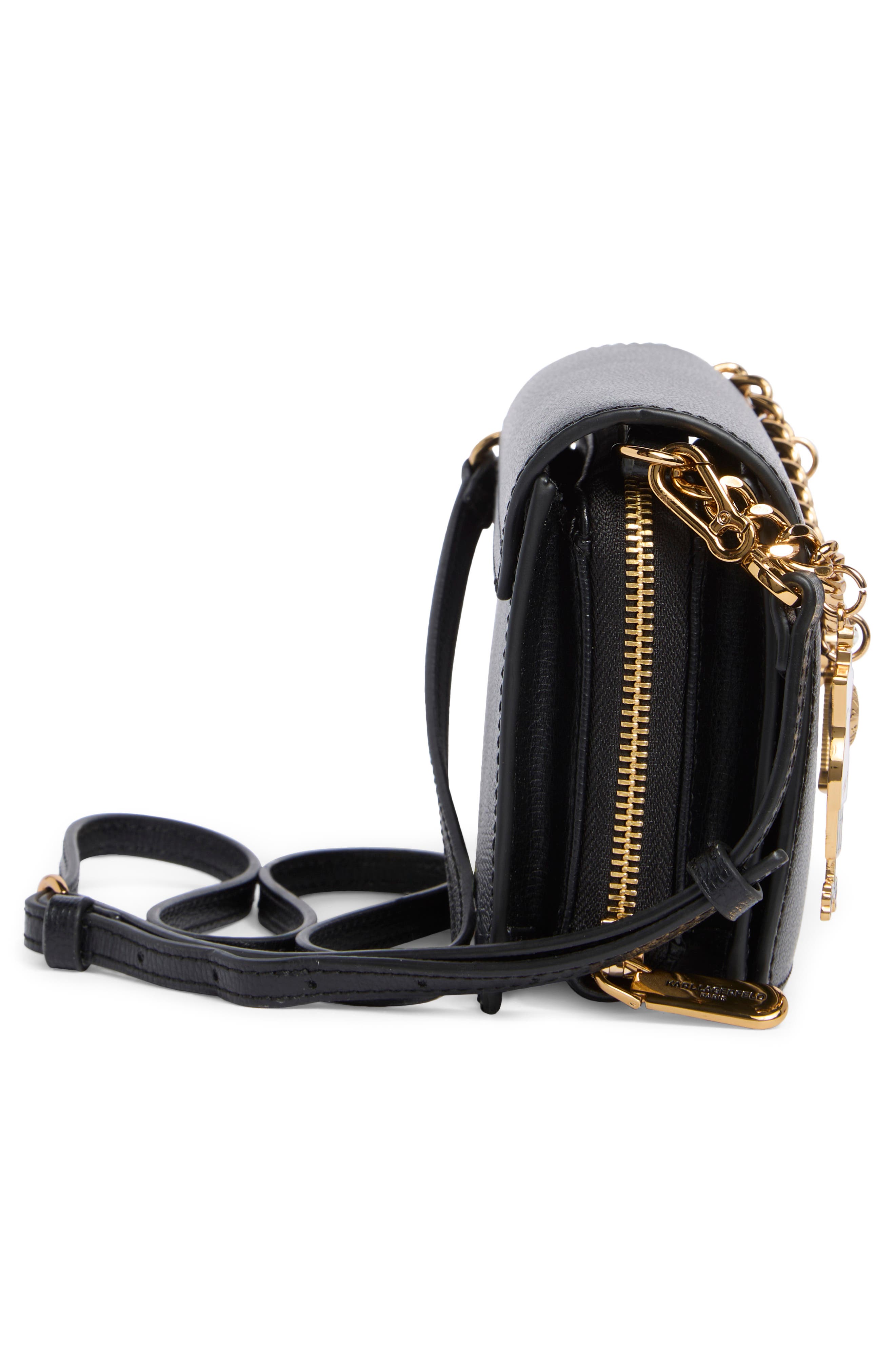 KARL LAGERFELD PARIS Lourdes Crossbody Bag, Alternate, color, Black/ Gold