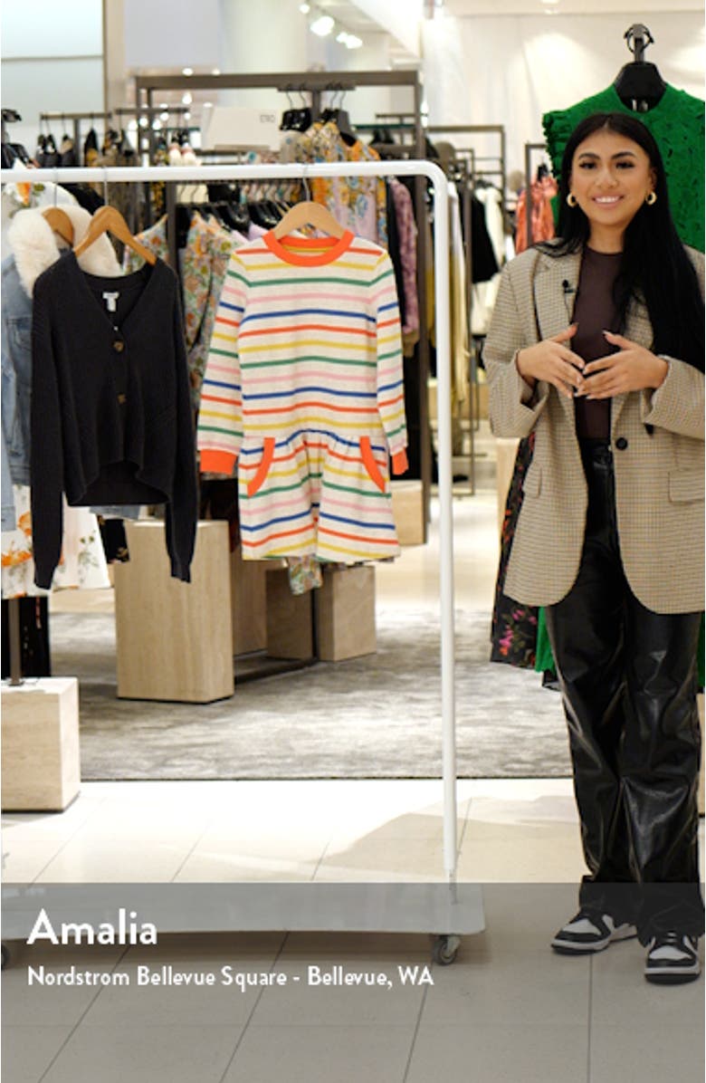 Kids' Stripe Long Sleeve Fleece Sweatshirt Dress, sales video thumbnail